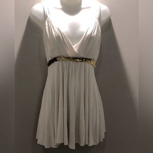 Off White Halter Back Top with Gold Sequin Trim